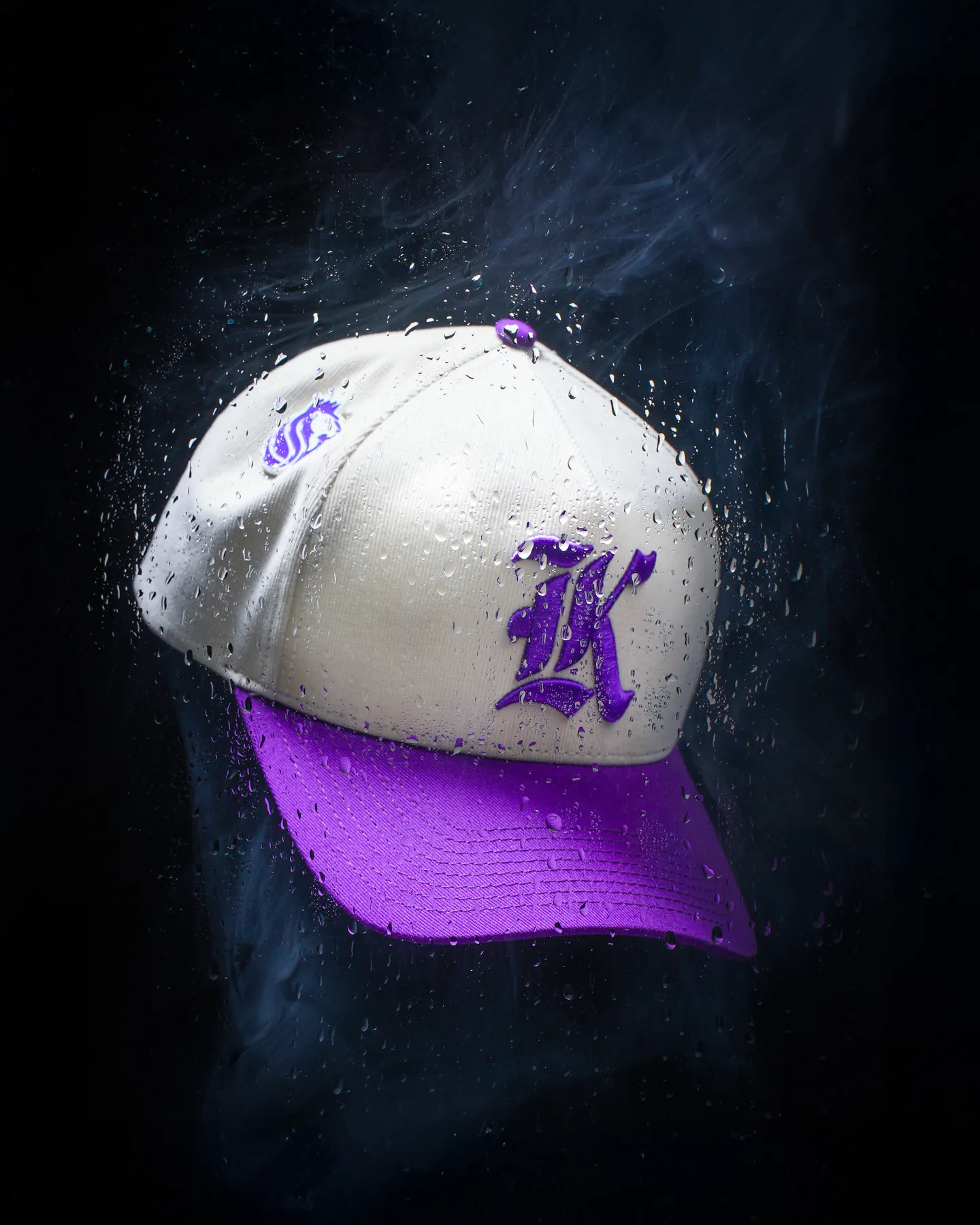 Sacramento Kings cap product photograph created with water, smoke, and practical lighting